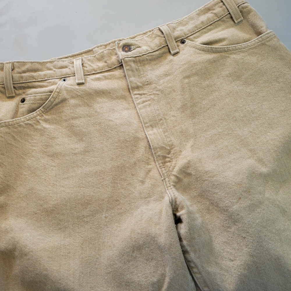 Vintage Levis 550 Orange Tab Jeans 38x30 Tan Khaki Made in USA 90s Relaxed Taper